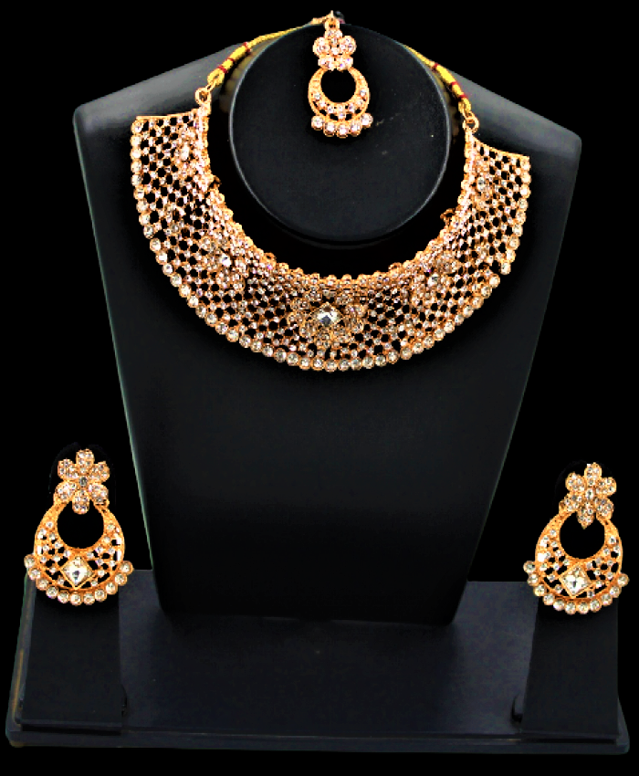 Choker Necklace- Alloy Brass Plated Jewelry Set