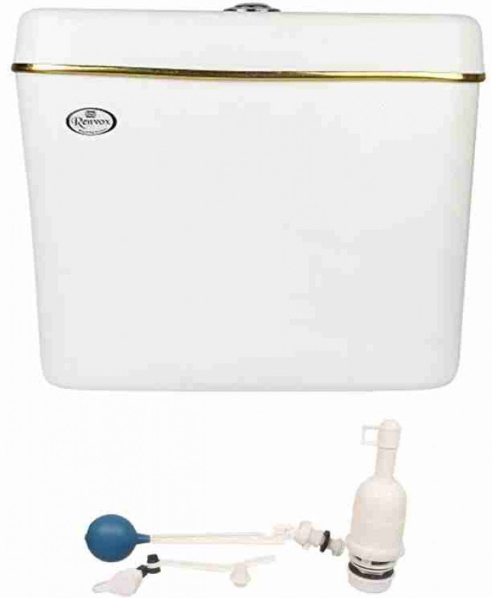 RENVOX ISI Certified PVC Center Push Type Cistern Flush Tank With All Accessories Single Flush Tank (White 8L)