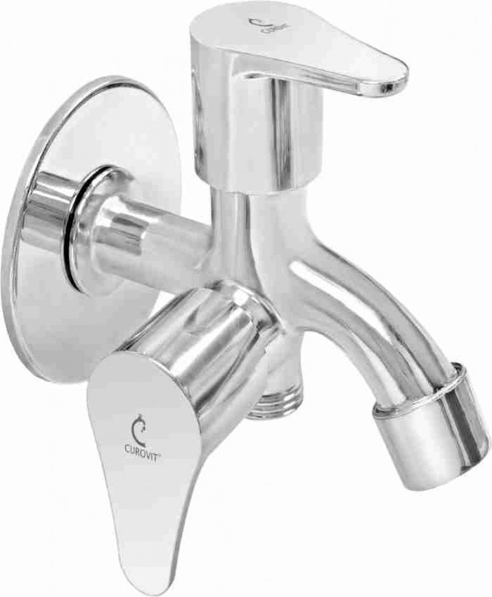 Bathroom Taps Curovit Torrent zinc alloy  Wall Mounted 2 in 1 bib Cock silver in Colour 